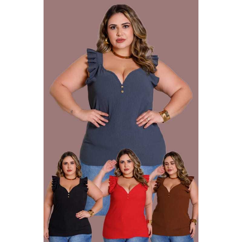Blusa Feminina Plus Size com Babados Conforto e Estilo Tecido Duna