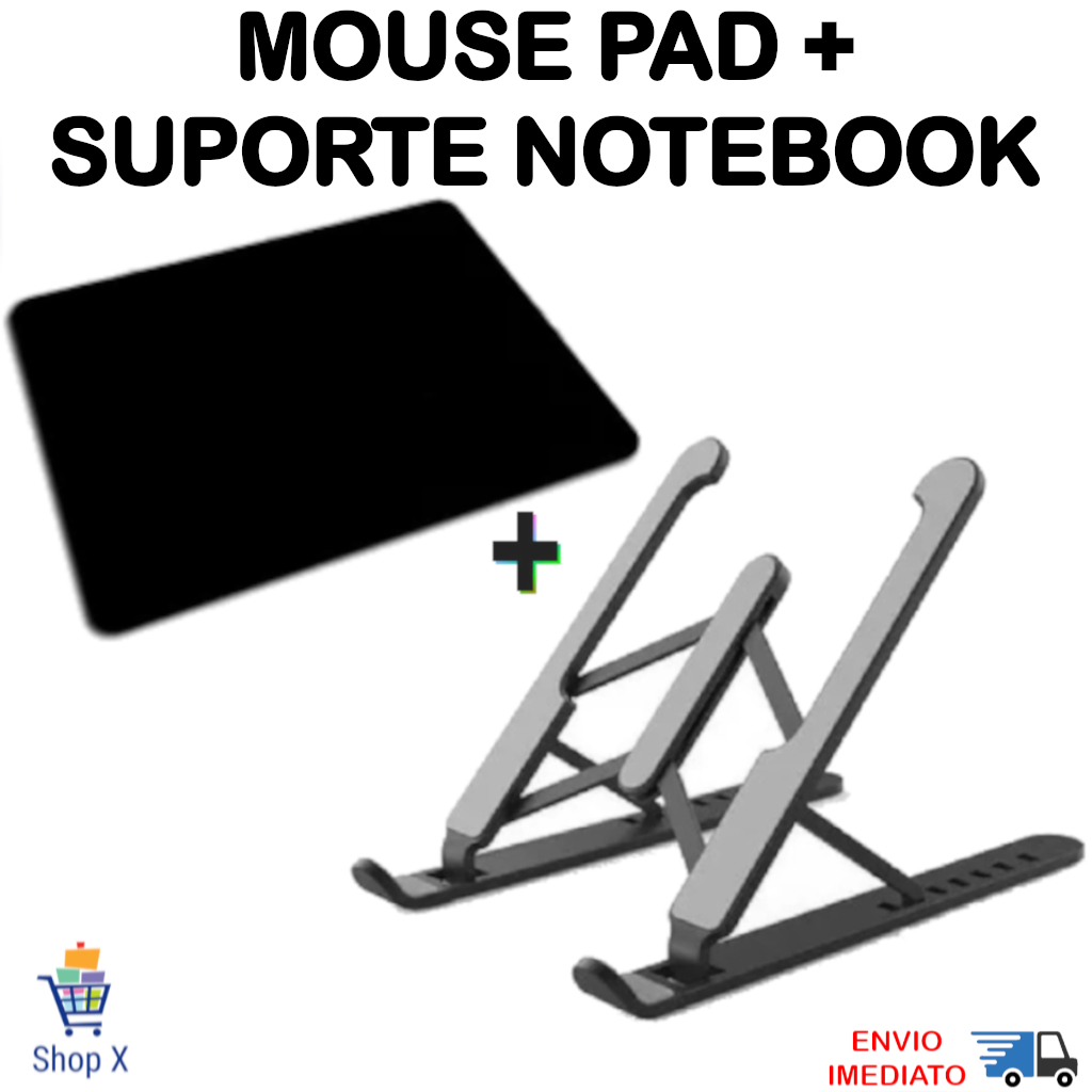 Kit Mousepad Cores mais Suporte Notebook Tablet Regulável Cores
