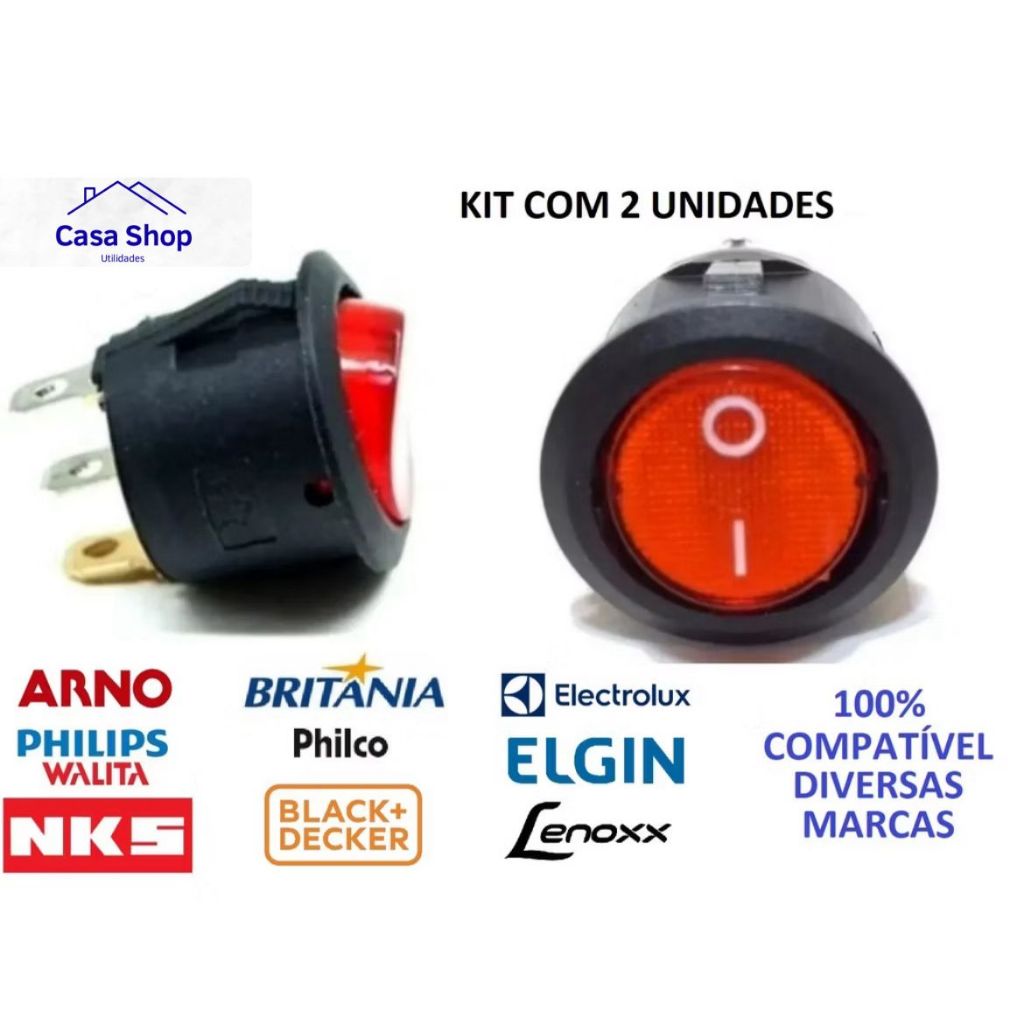 2 Interruptores De Cafeteira Redondo Botão Liga Desliga Da Cafeteira