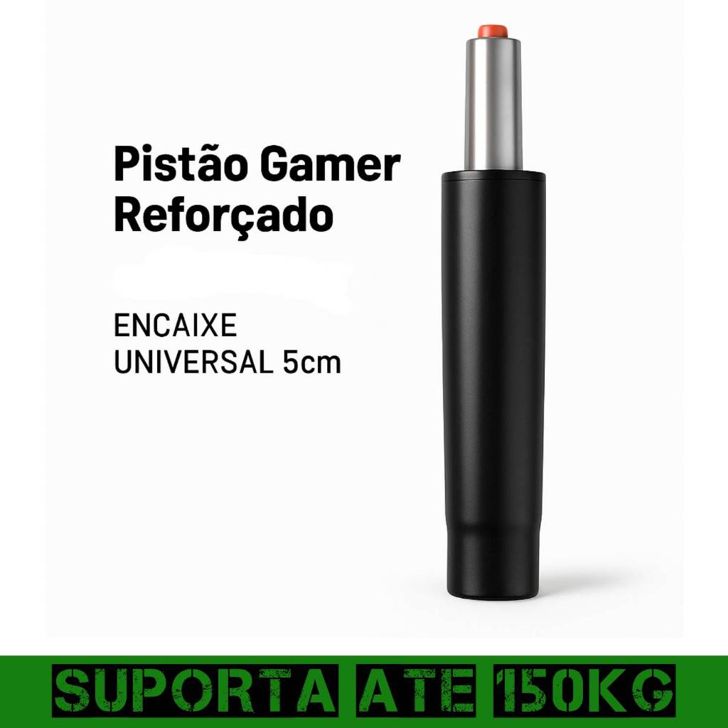 Pistão Reforçado Gamer 150kg – Encaixe Universal 5cm p/ Cadeiras Gamer e …