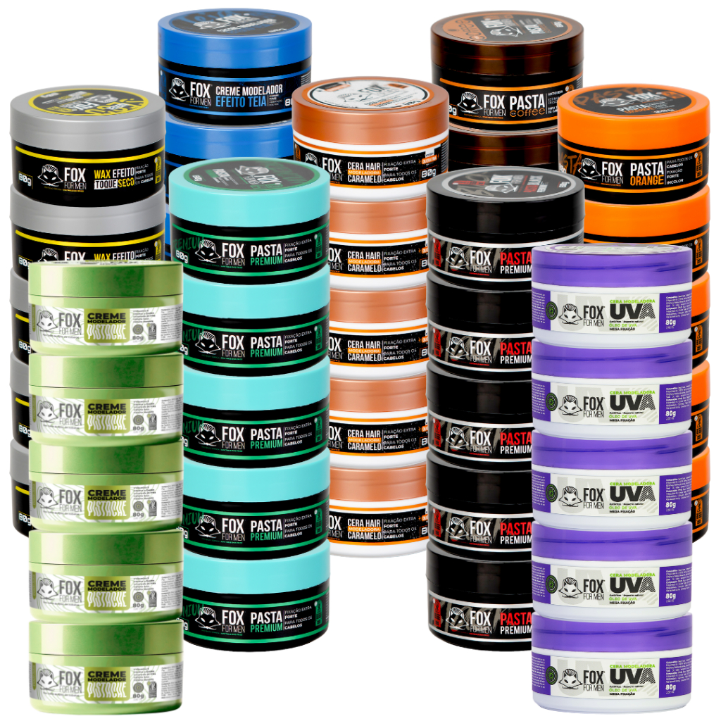 Kit Pasta Modeladora Fox For Men 80g Todos os Modelos 45 Undades
