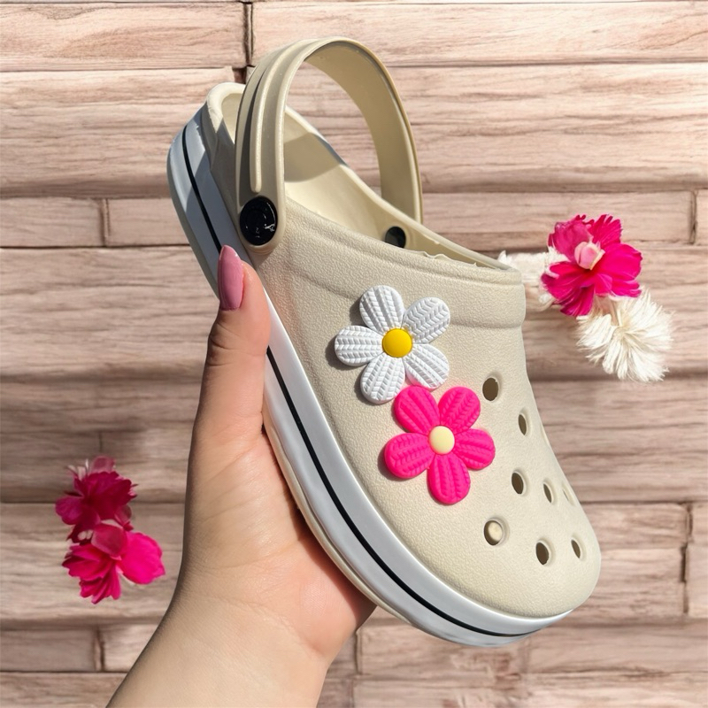 Babuche Fachetado Infantil & Adulto 2 Flores Feminino Confortável Frio em Oferta na Shopee