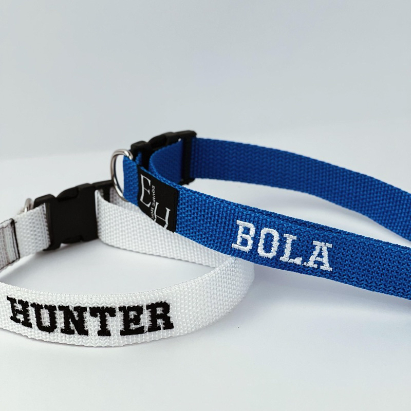 Coleira personalizada, identifição com nome do cachorro numero de telefone-nylon P, M e G