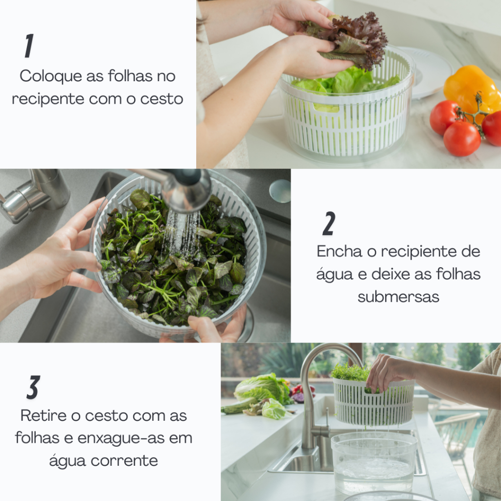 Secador de Salada 5,5l +Organizador Centrifuga com Tampa de Acrílico Manual Giratório Organizador de Geladeira Ou · foto 2