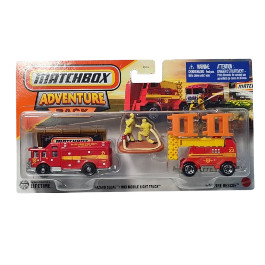 CONJUNTO CAMINHÃO BOMBEIROS HAZARD SQUAD + MOBILE LIGHT TRUCK MATCHBOX 1:64 LACRADO