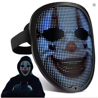 Máscara Iluminação Led Rgb Bluetooth Imagem Animação Festa