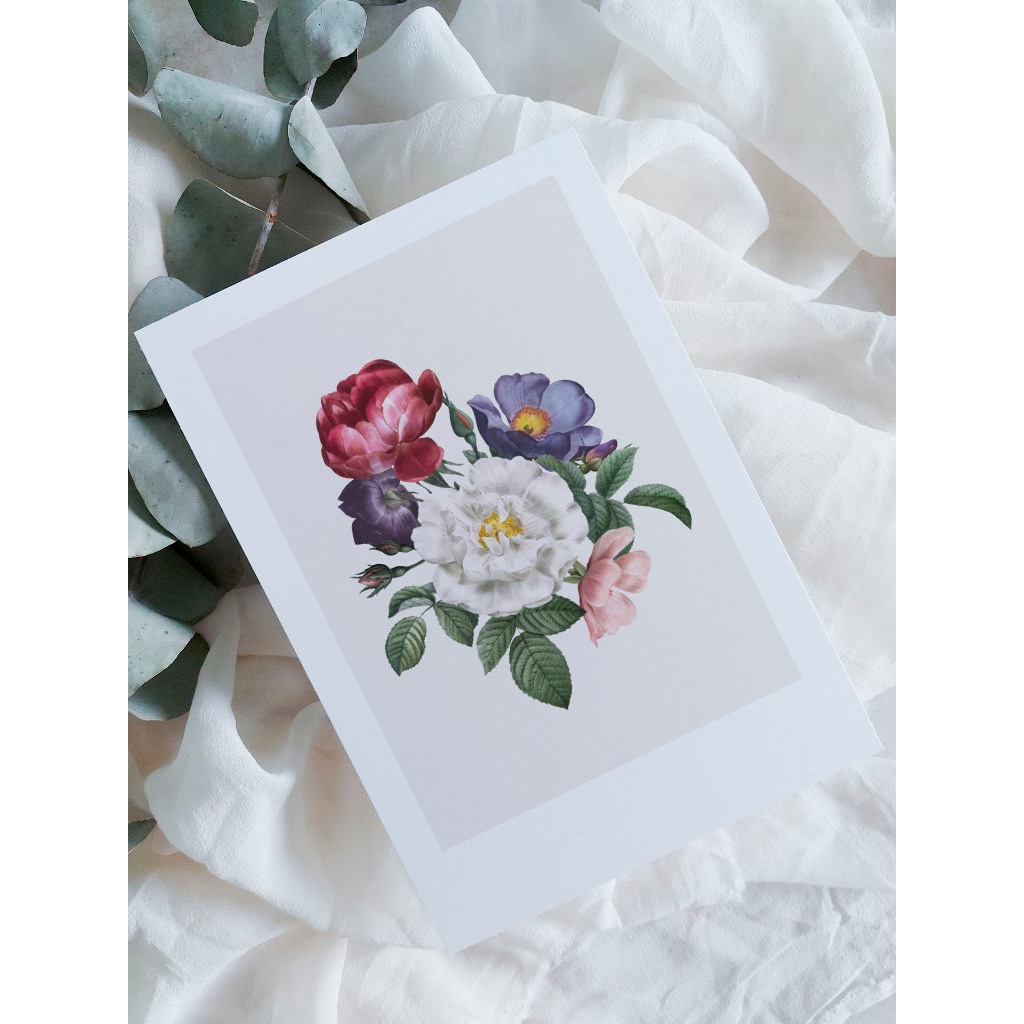 kit cartão com ilustração floral A6