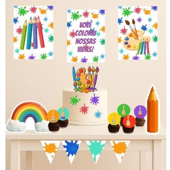 Mêsversário Você Coloriu Pintou Nossa Vida - Tema Criativo para MêsVersário Aniversário