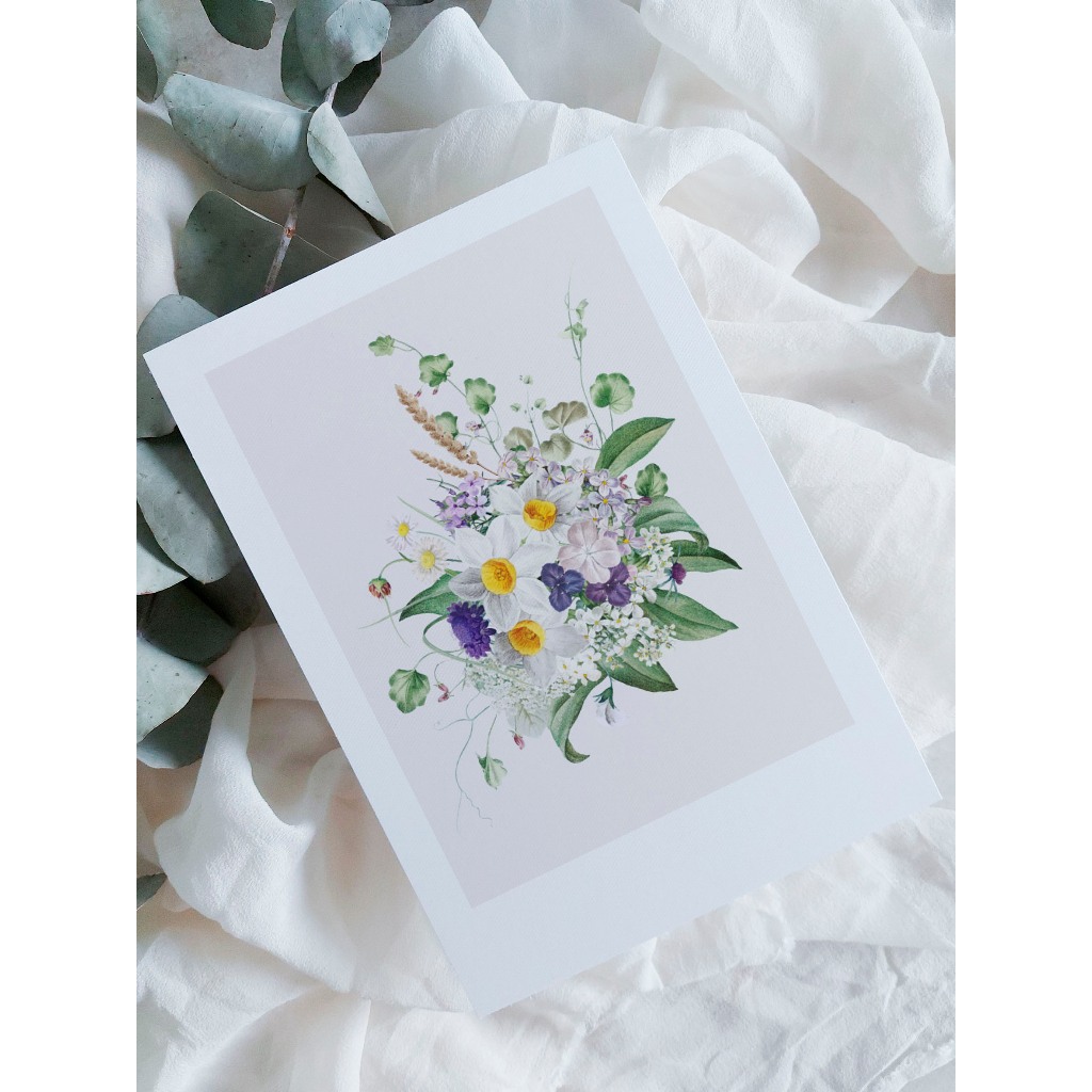 kit cartão com ilustração floral A6