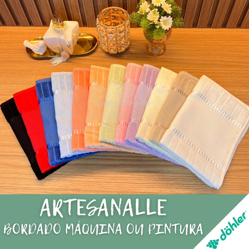 Kit 1/2/3/4 Toalhas de Rosto Artesanalle Dohler Ideal Para Pintura e Bordado em Maquina 50x80 Cm em Oferta na Shopee