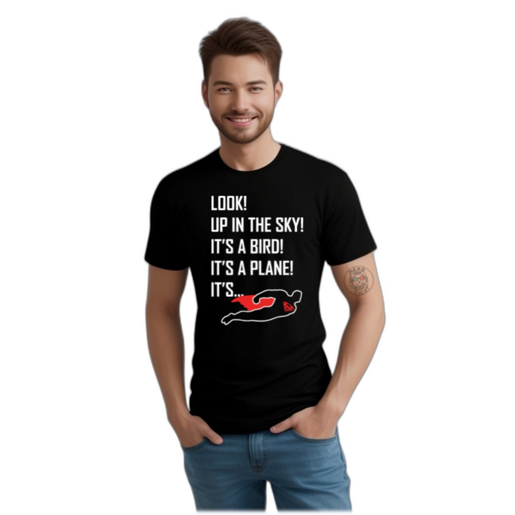 camiseta unissex masculina superman quadrinhos classic comics HQ frase avião passaro é o super homem retro nostalgia