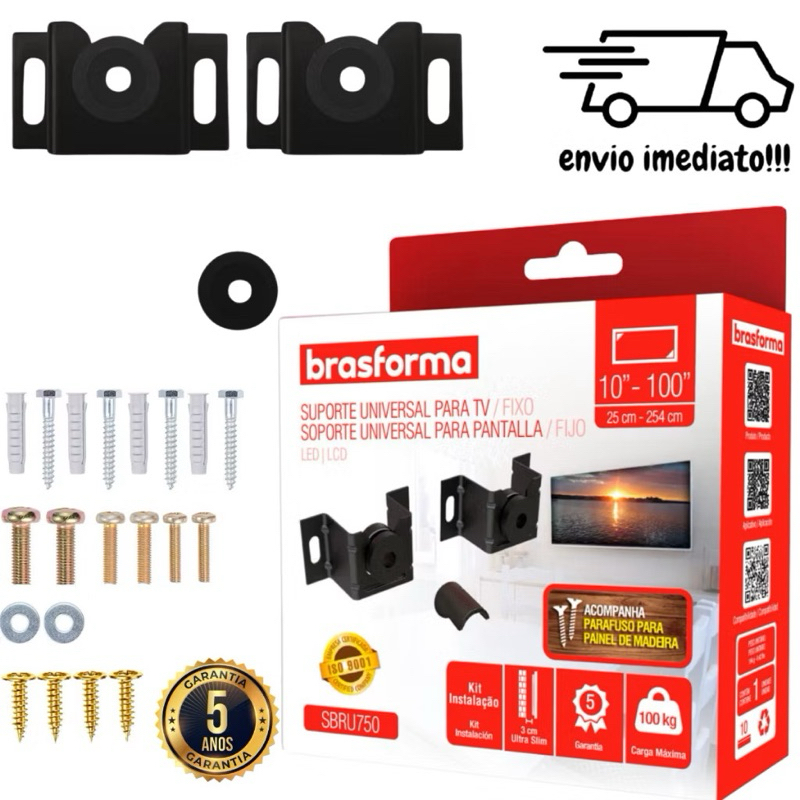 Suporte Universal Fixo Para Smart TV LED LCD 4K Parede Painel 10 24 32 43 50 55 60 75 80 100 Polegadas - Envio Imediato