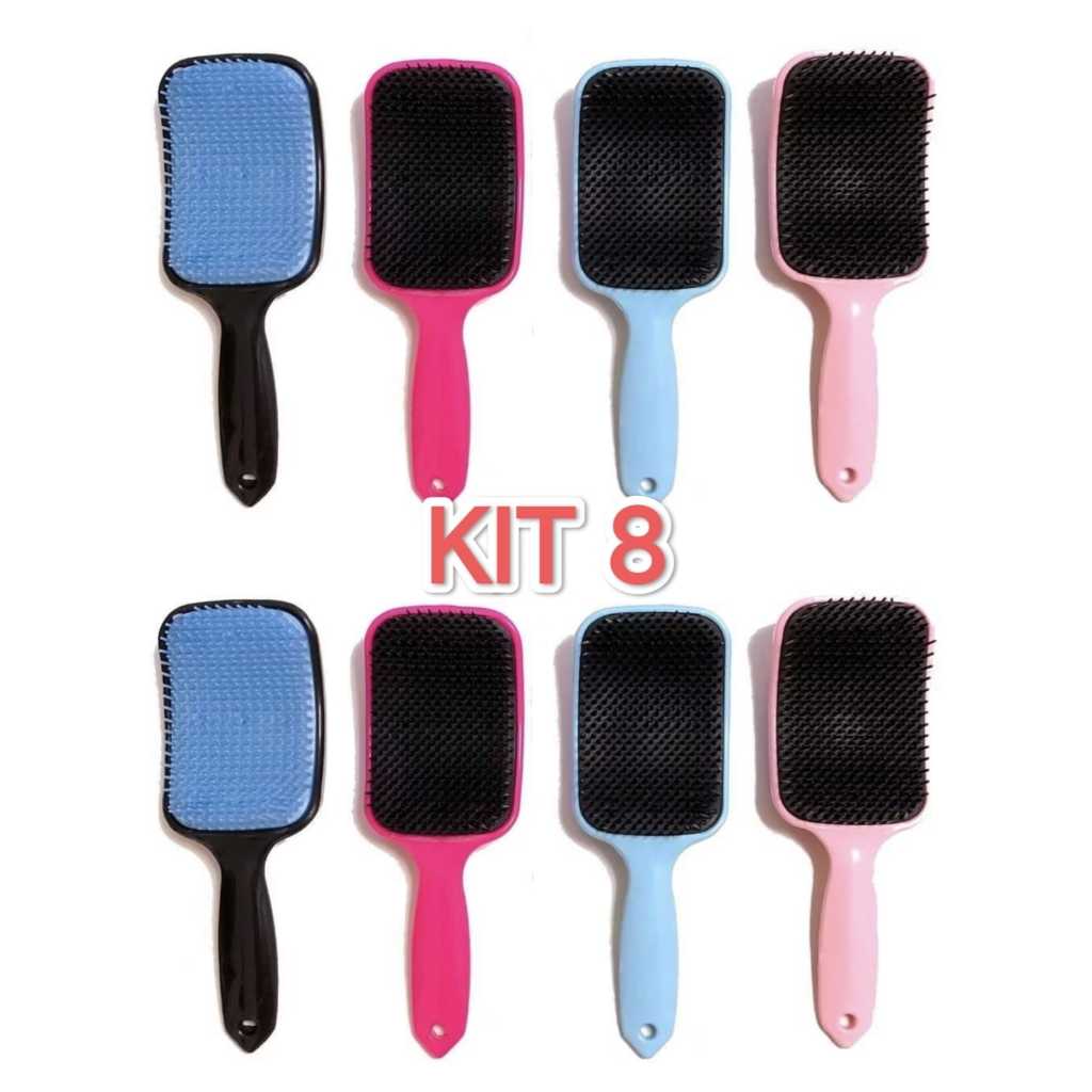 Kit 4/6/8/12 Escovas De Cabelo Raquete Almofadada