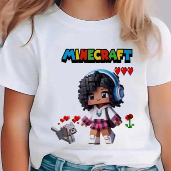 CAMISETA INFANFANTIL MINECRAFT, CAMISETA GAMER , BLUSINHA FEMININA
