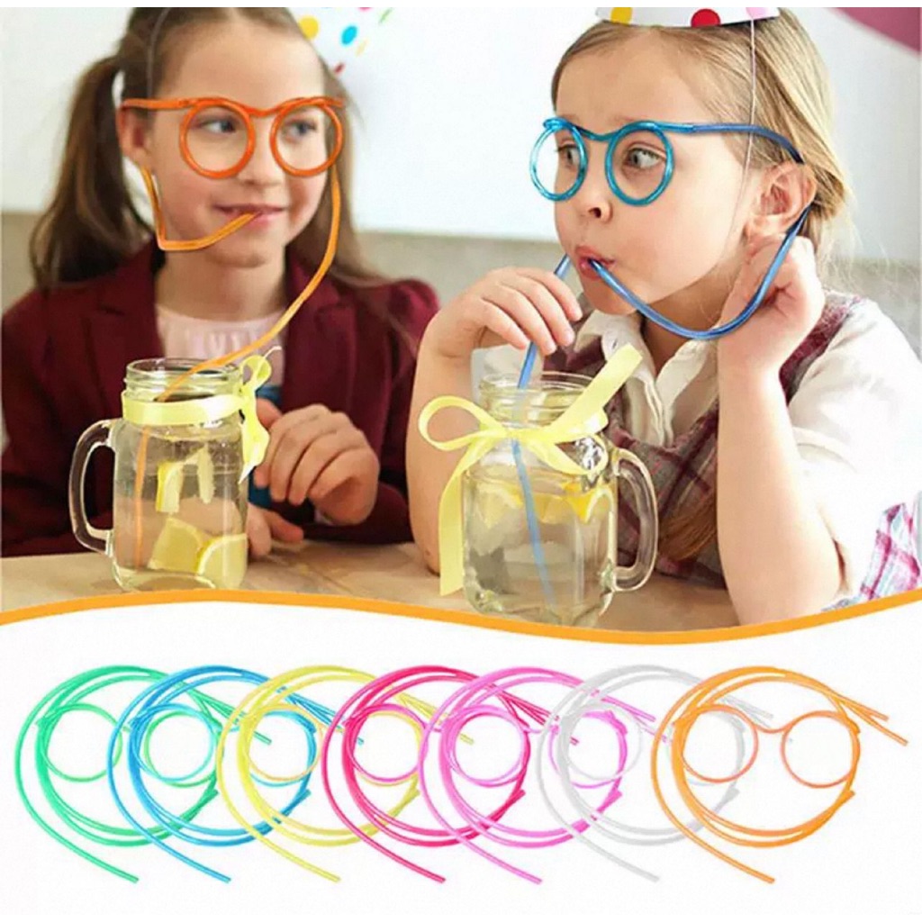 2/4/6 Óculos Canudo Para Festa Lavavel Coloridos Sem Lente Festas.Oferta