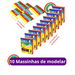 Kit 10 Caixas Massinha de Modelar com 6 Cores Kit Festa Intantil Lembracinhas 65g