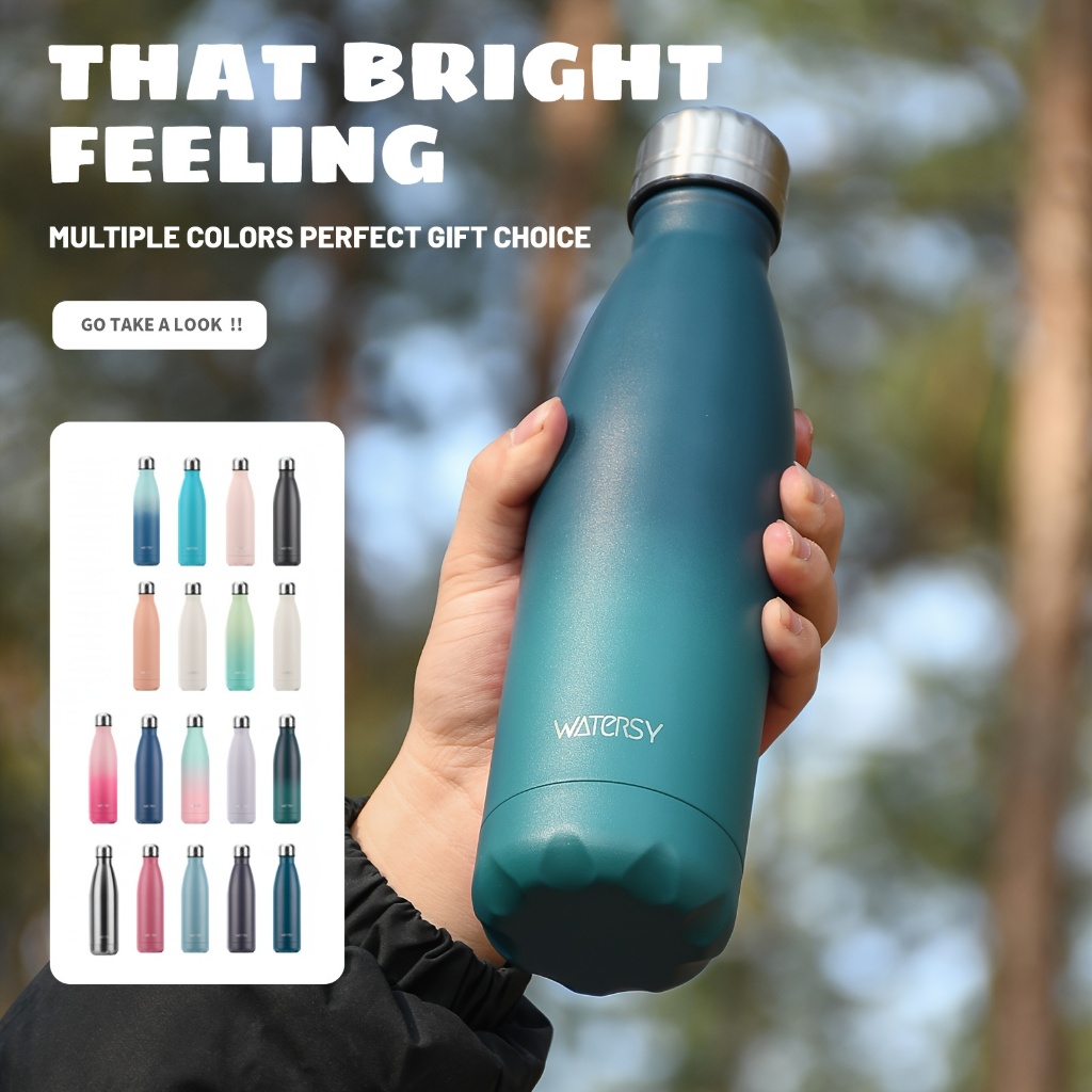 WATERSY Garrafa Térmica De Água Squeeze 500ml Térmica Inox Colorida Academia Escola Academia em Oferta na Shopee