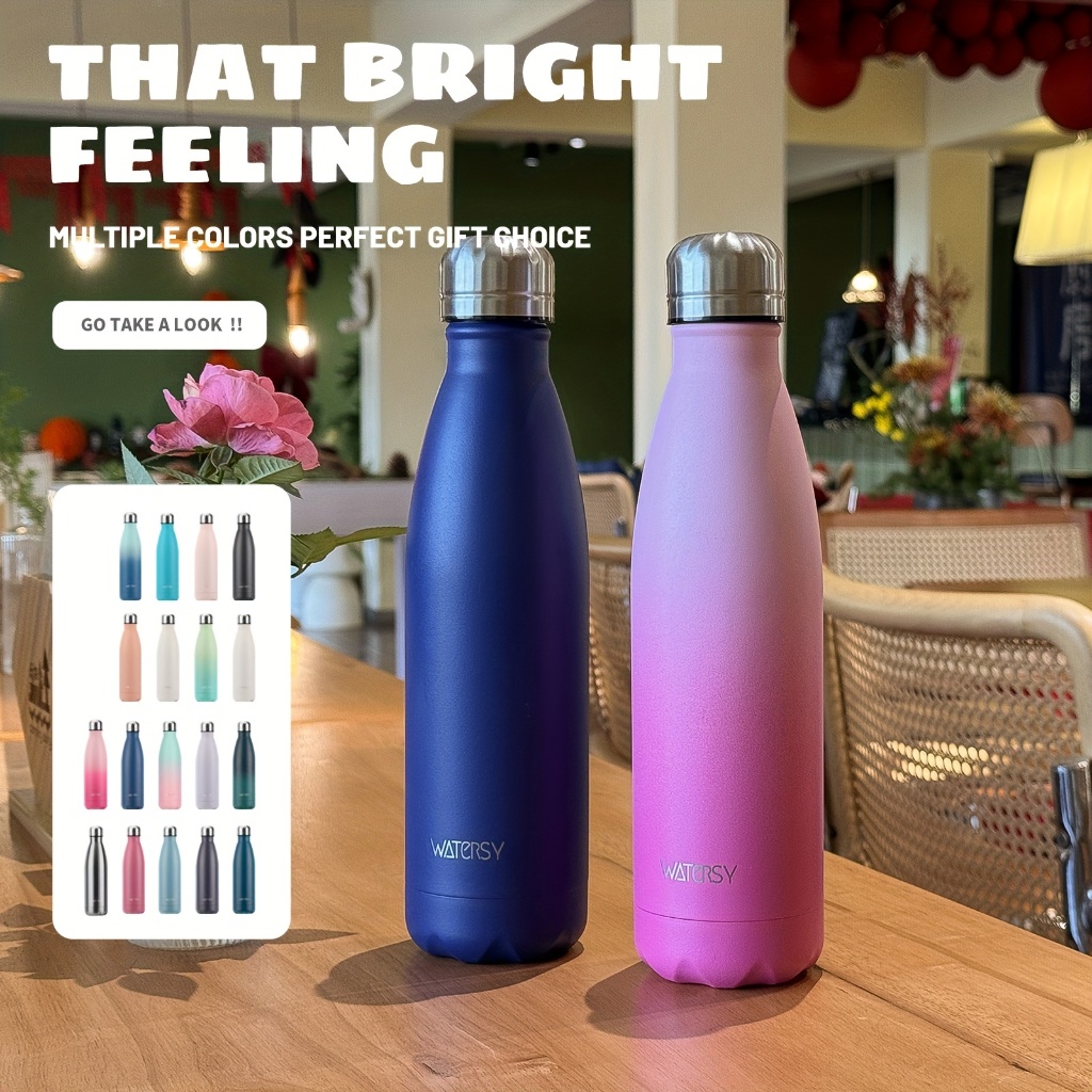 WATERSY 1Um Garrafa Água Squeeze 500ml Térmica Inox Colorida Academia Escola em Oferta na Shopee