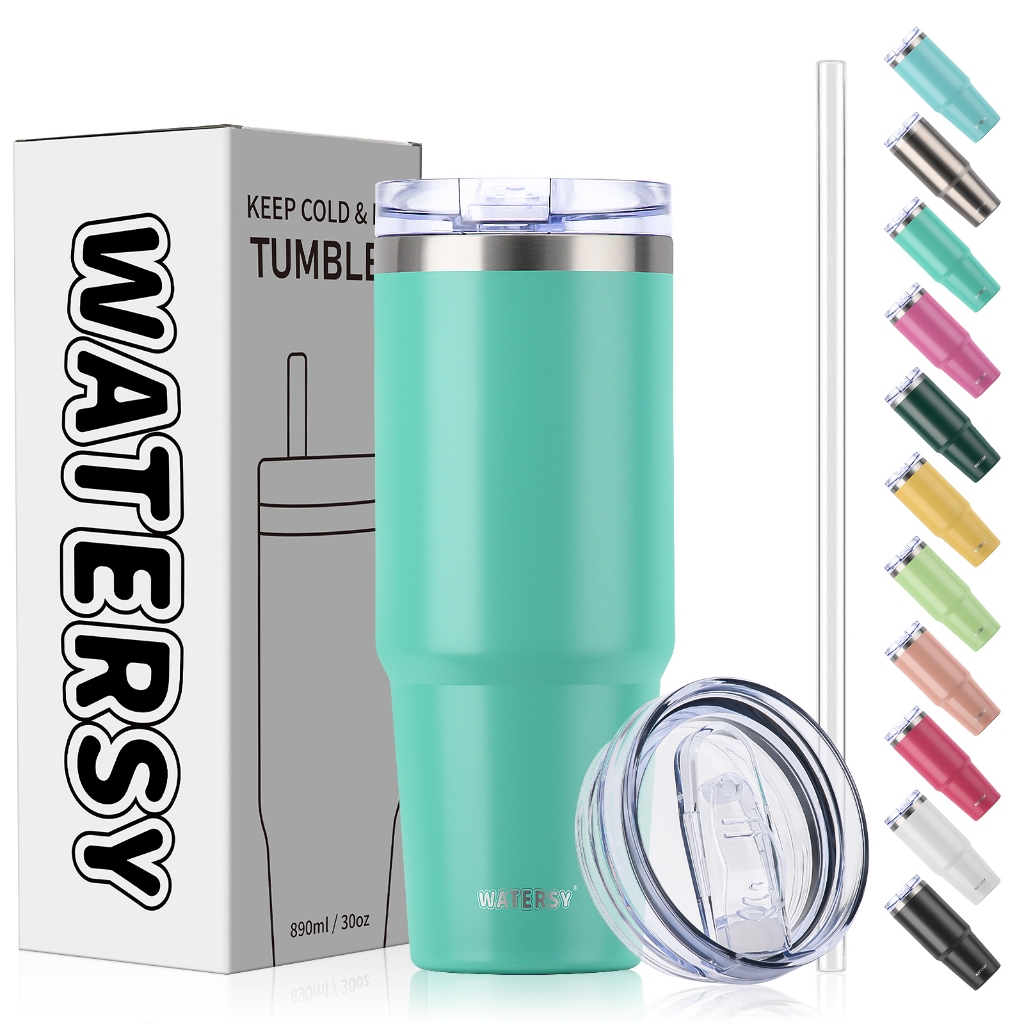 WATERSY Copo Térmico Inox Portátil 891ml Garrafa Térmica Inoxidável com Tampa e Canudo Stanly