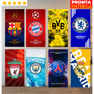 Toalha de Banho Time Europeu Champions League Praia Piscina Felpa Estampada em Oferta na Shopee