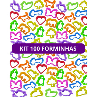 Kit 100 Cortador Forminha Neon para Massinha Modelar Molde Dino Safari Festa Lembrancinha…