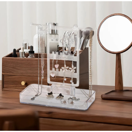 Porta Joias Acrilico com Suporta bijuterias, brincos, colares, pulseiras e relógios