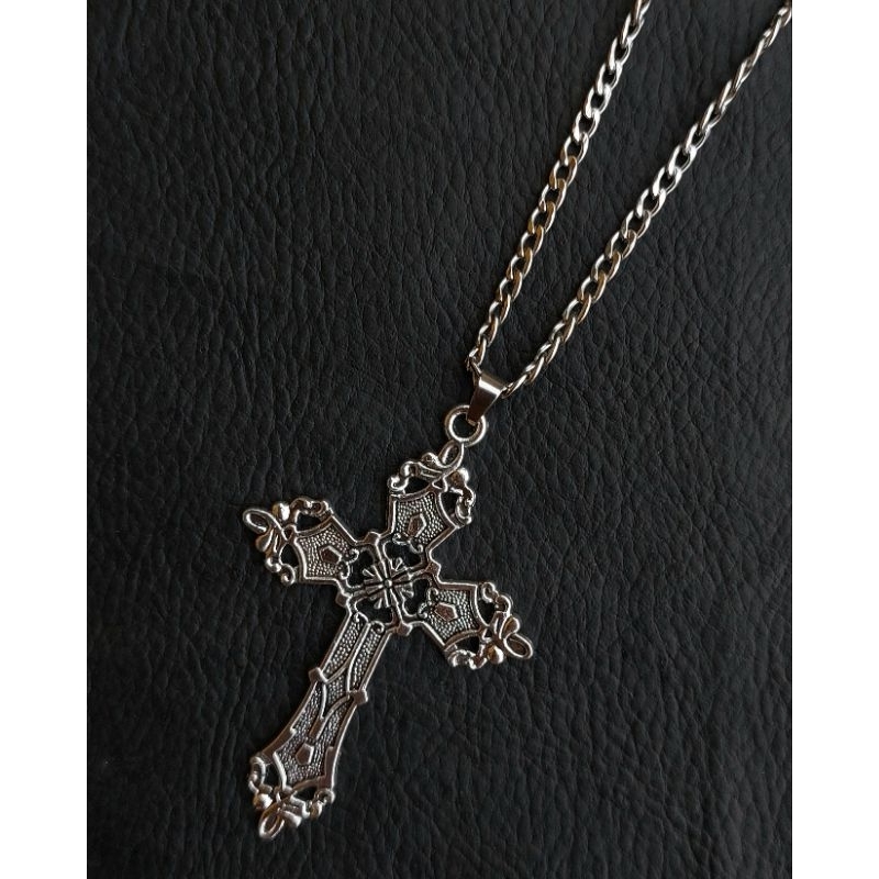 Colar Cordão Crucifixo Cruz Antiga Vintage Corrente de Aço Inox em Oferta na Shopee