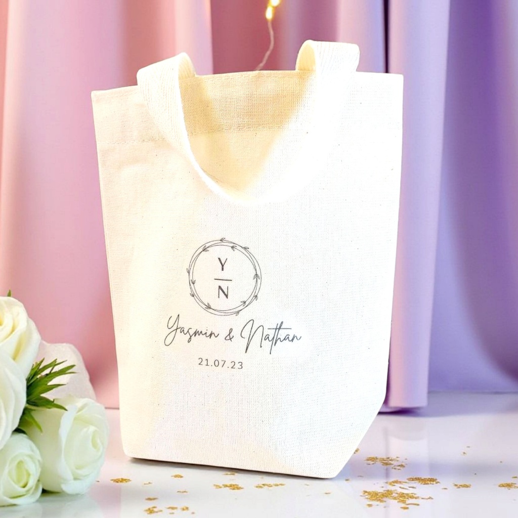 10+ Sacolinha Minibag Monograma Iniciais Casamento - Estampa Pequena - Lembrancinha de Cas...