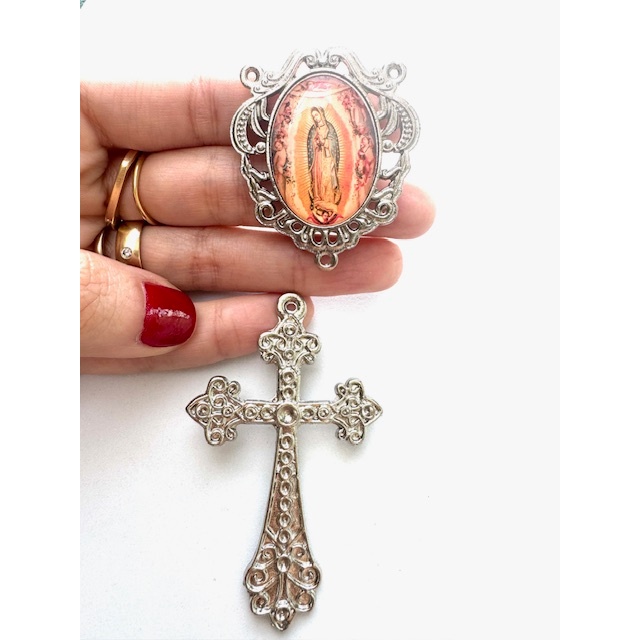 KIT - Entremeio Nossa Senhora de Guadalupe + Cruz (dupla) N°230+66