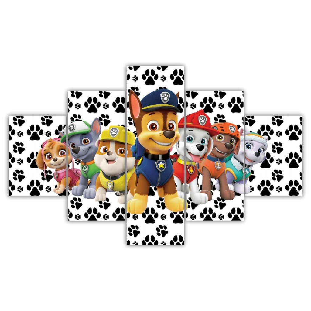 QUADRO DECORATIVO PATRULHA CANINA RUBBLE SKYE ZUMA ROCKY EVEREST MARSHAL CHASE ALEX PORTER RYDER