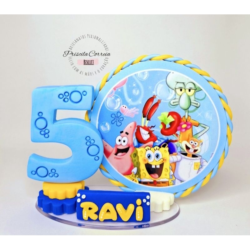 Vela de Aniversário em Biscuit Bob Esponja em Oferta na Shopee