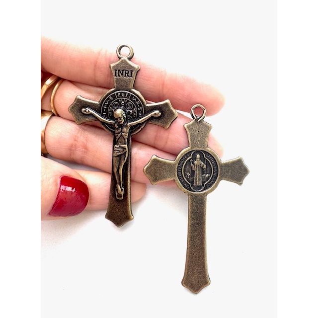 CRUZ DE SÃO BENTO MÉDIA (2 UNIDADES) CRUZ PARA TERÇO Nº463