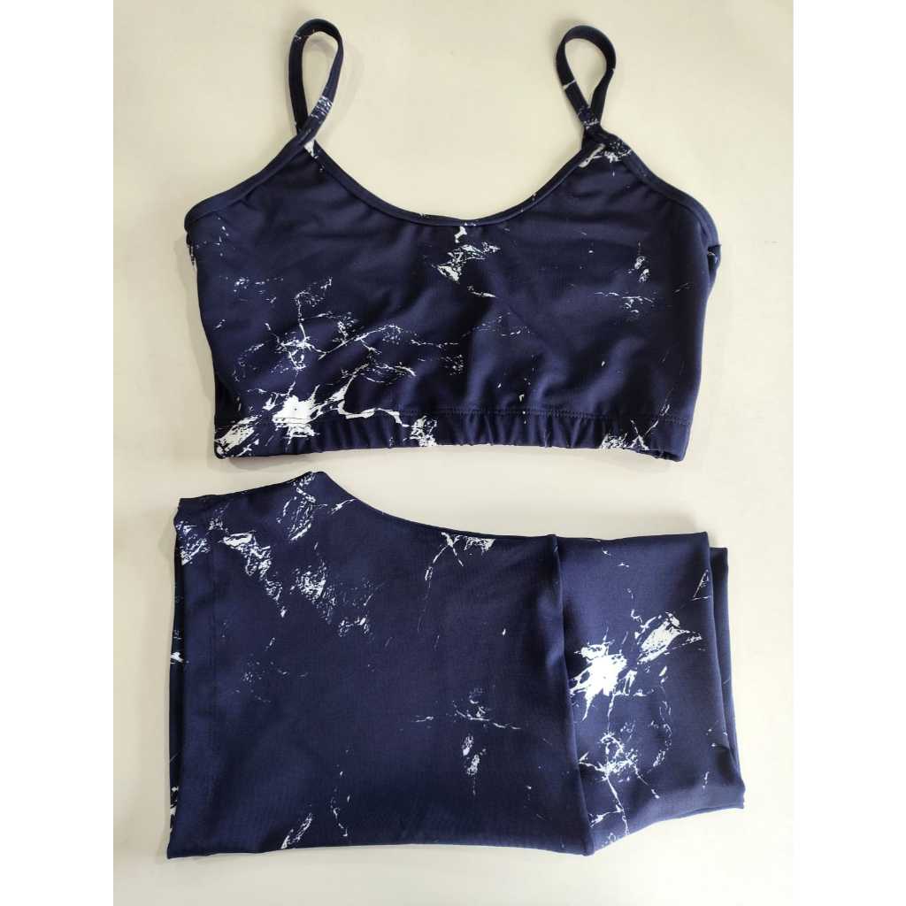 Conjunto Short e Top Fitness marmorizado Academia Tie Day