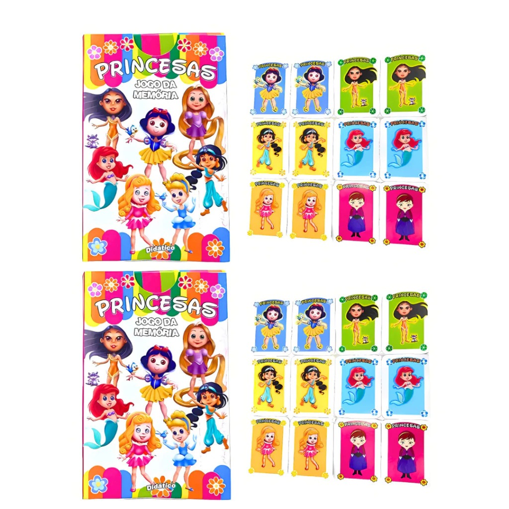 Kit 10/12/15/20/30/50 Jogos Da Memoria Princesas Infantil Festa Lembrancinha Aniversario Prenda Quermesse em Oferta na Shopee