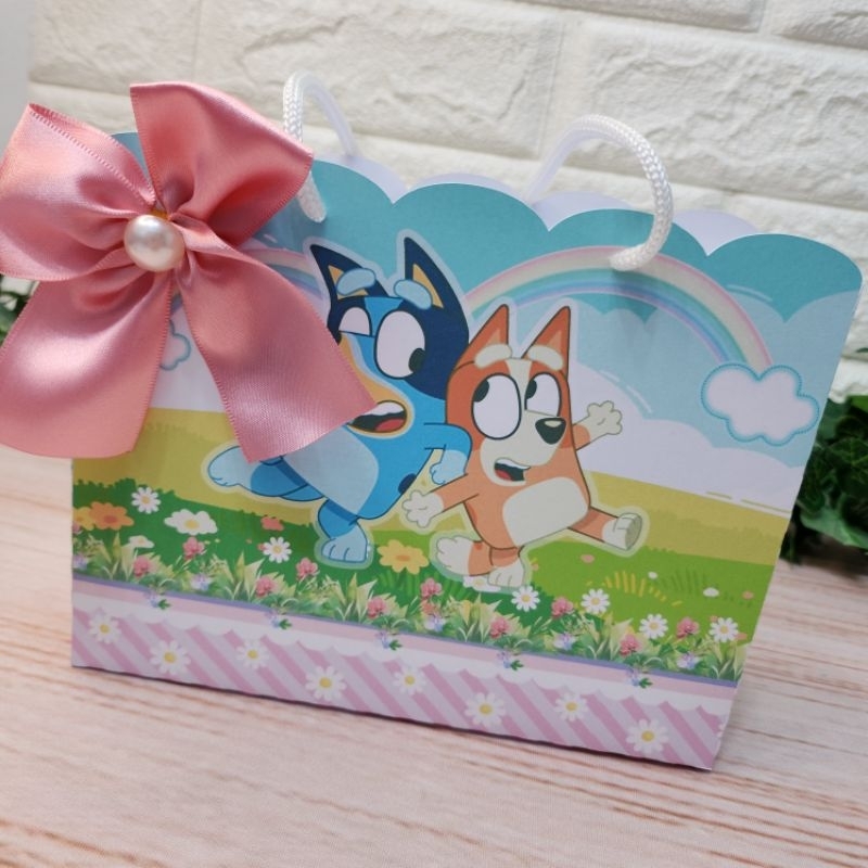 Sacolinha Bluey e Bingo Rosa Personalizada l Sacolinha l Lembrancinha l Festa infantil l Festa Bluey e Bingo