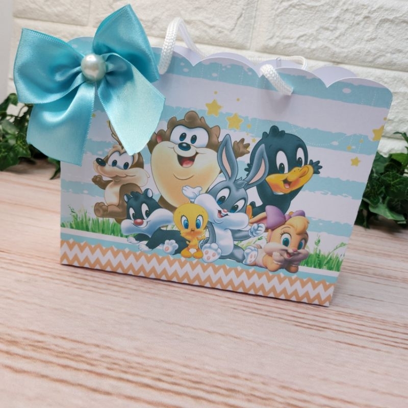 Sacolinha Baby Looney Tunes Personalizada l Sacolinha l Lembrancinha l Festa infantil l Festa Baby Looney Tunes Azul