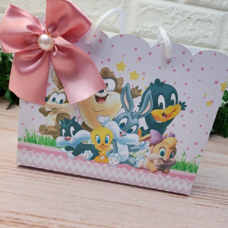 Sacolinha Baby Looney Tunes Rosa Personalizada l Sacolinha l Lembrancinha l Festa infantil l Festa Baby Loney Tunes Rosa