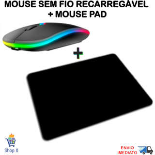 Kit Mouse Sem Fio Recarregável mais Mousepad - Mouse Bluetooth Wireless RGB Ergonômico Silencioso em Oferta na Shopee