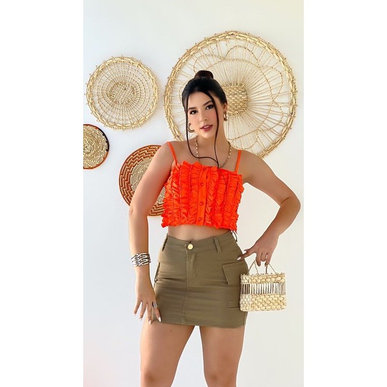 Saia Cargo Feminina com lycra