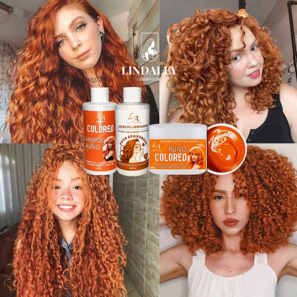 Combo Ruivo Pigmentador  Shampoo Condicionador Máscara Hidrata, Tonaliza e Prolonga a Cor Raposinha