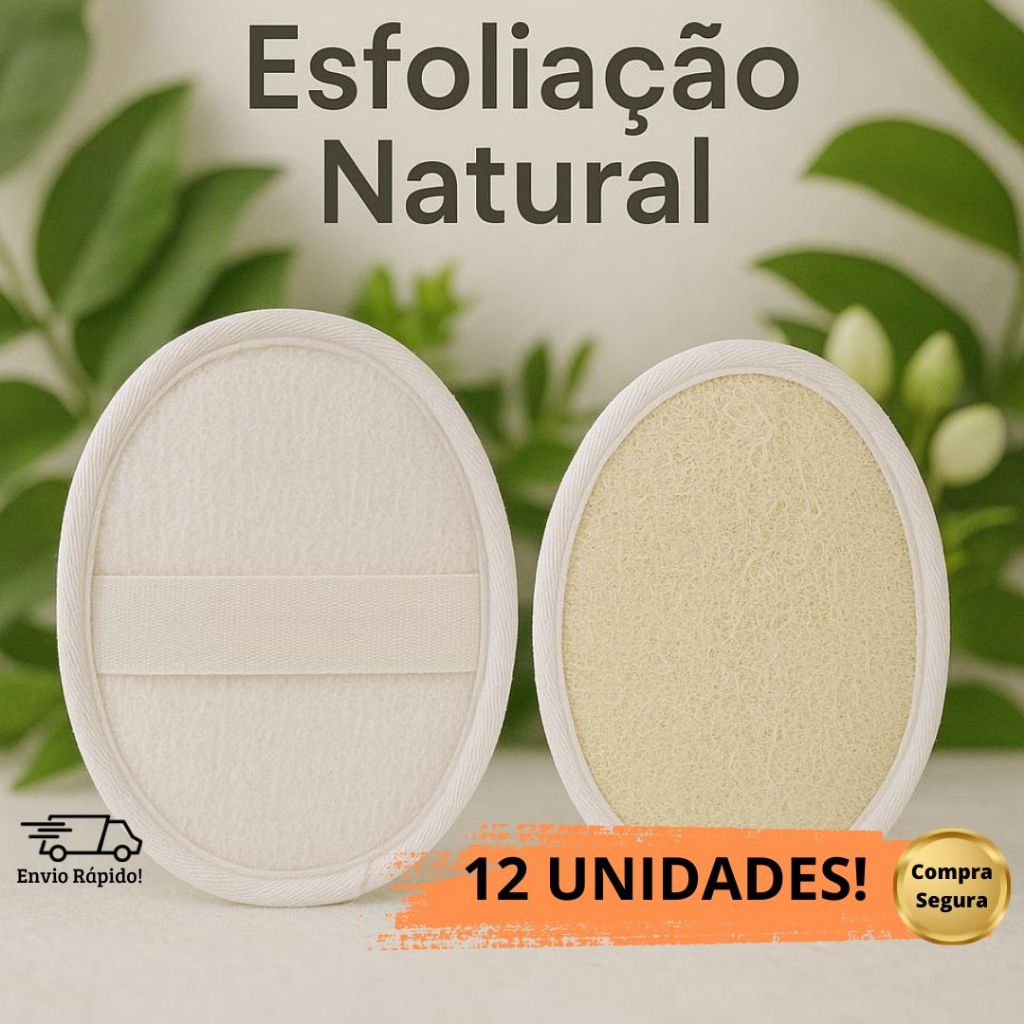 Bucha Vegetal Kit 12 unidades Oval Banho Espuma Esfoliante Versátil E Escova Corporal Para Limpeza