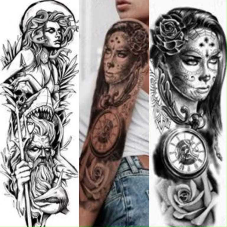 KIT 2 Tattoo Fake a Prova D'água Unisex Realistas 3D Festa Social Verão Praia Masculino Feminina-Tatuagem Temporária