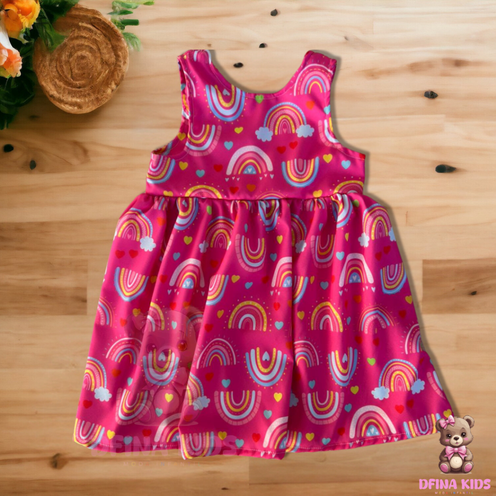 Vestido Rodado com Botão - Colorido Infantil em Oferta na Shopee