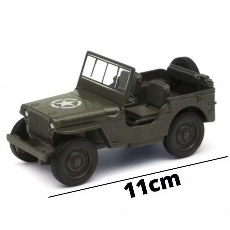 Miniatura Jeep Willys Mb Exército Carrinho Militar 1941 MIniatura Metal Coleção