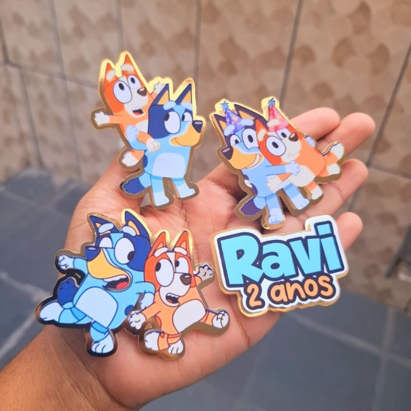 Kit Apliques 2D Bluey para Lembrancinha / Lembrancinha Bluey em Lamicote