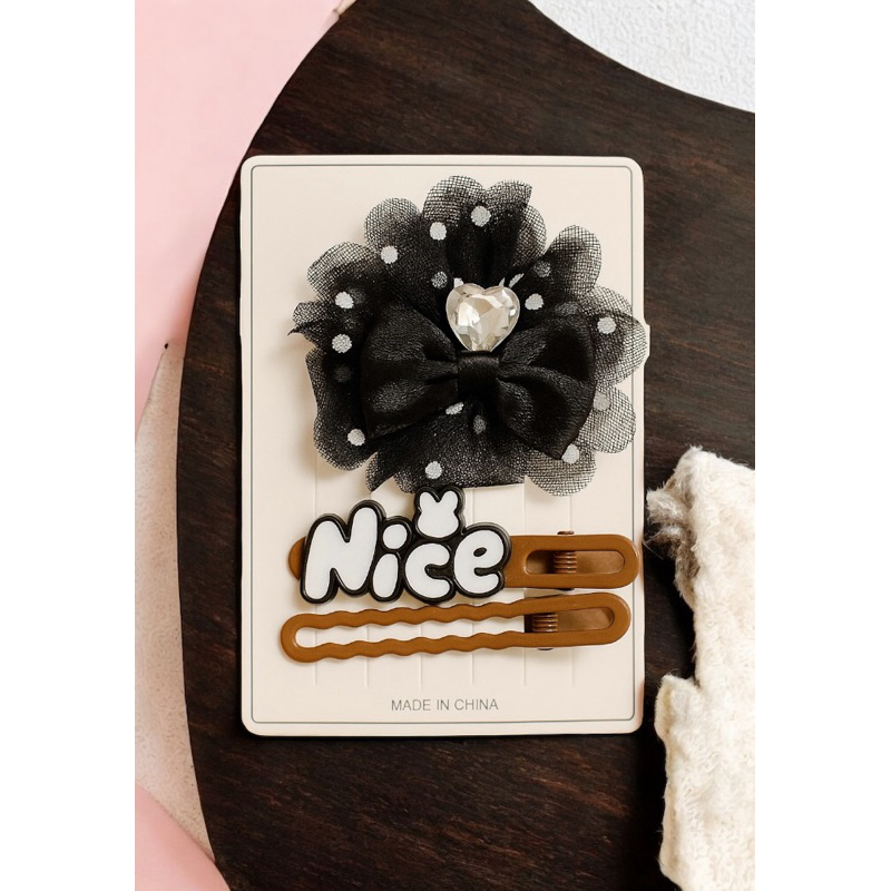 Kit Laço 3 Itens - Presilhas Delicado Floral com Pedraria Criança e Infantil