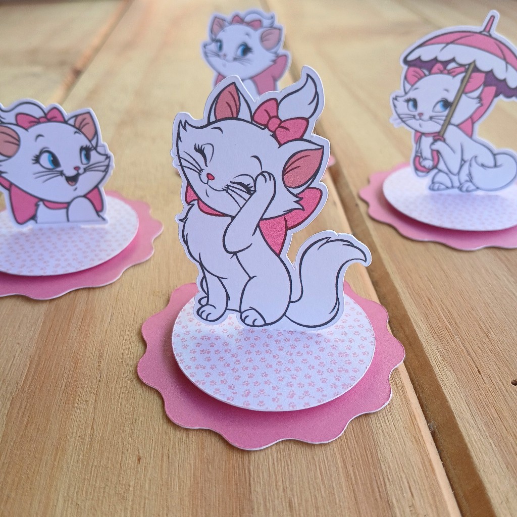 Apliques em Pé (PEGUE E MONTE) personalizados Gatinha Marie lembrancinhas festas aniversário