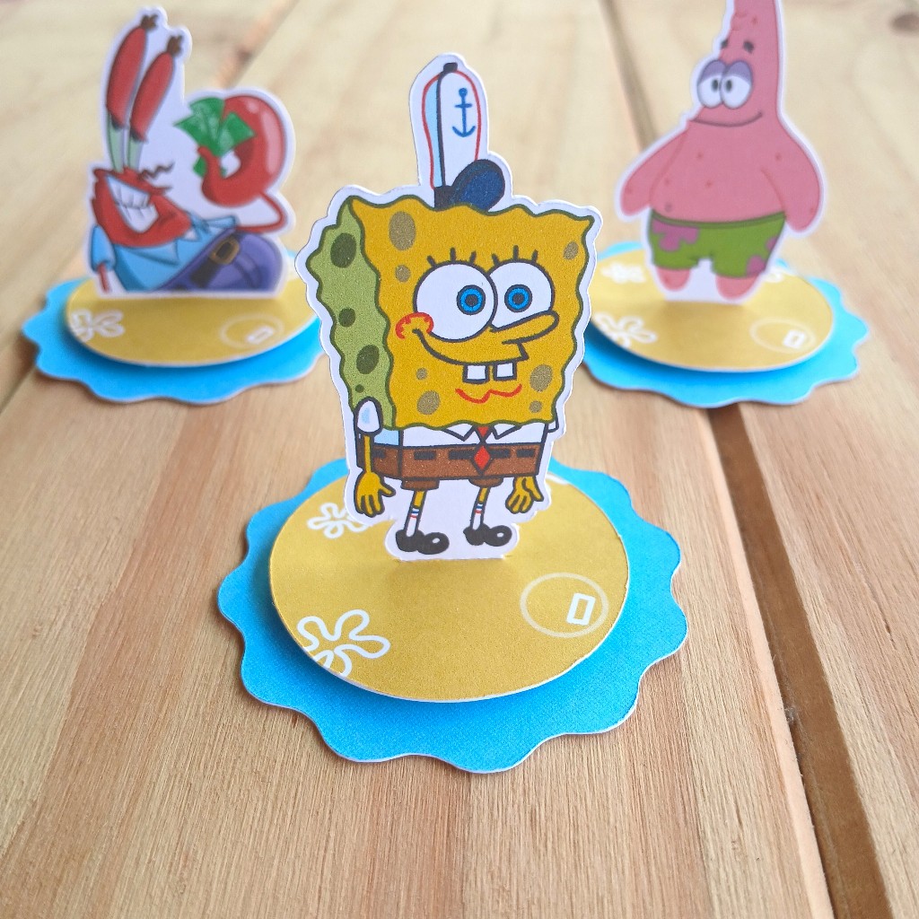 Apliques em Pé (PEGUE E MONTE) para personalizados Bob Esponja lembrancinhas festas aniversários
