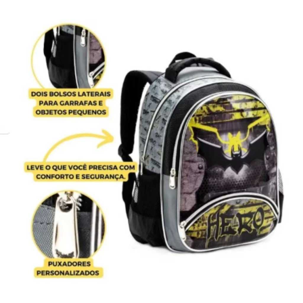 Mochila de costas Batman Homem Morcego creche 32x24x14cm