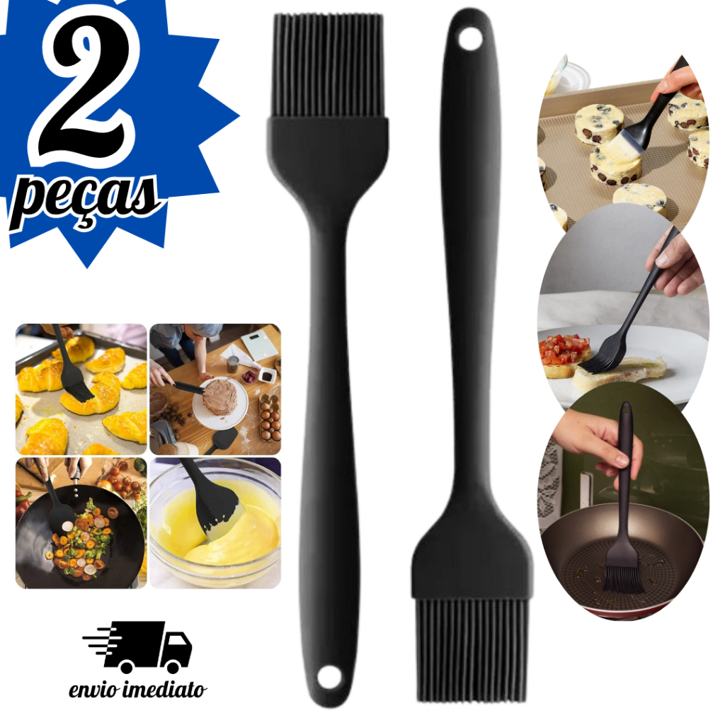 Pincel de Silicone Preto Utensílios de Cozinha Antiaderente Casa Confeitaria Padaria